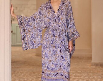 Rose Cotton Kimono Robe,100% Pure Cotton ,Women’s Loungewear.