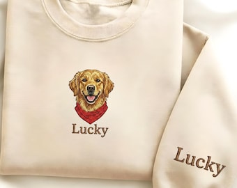 Custom Pet Embroidered Sweatshirt, Custom Pet shirt, Custom Embroidered Pet Hoodie, Personalized Pet Face and Pet name Sweatshirt