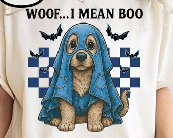 Сute Ghost Dog Shirt, Comfort Colors® Halloween T-Shirt, Halloween Shirt, Ghost T-shirt, Dog Lovers T-Shirt, Halloween Dog T-shirt