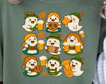 Ghost Oktoberfest Shirt, Comfort Colors® Cute German Beer Festival Shirt, Spooky Season Oktoberfest TShirt, Halloween Shirt for Beer Lover
