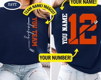 Custom Hockey Sweatshirt, Personalized Hockey Mom Shirt, Game Day Hockey Hoodie, Name and Number Hockey Sweatshirts, Hockey Dad Shirts