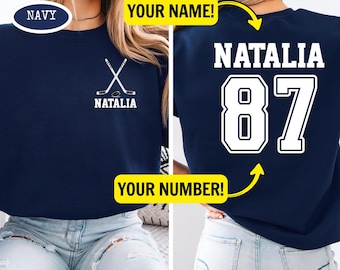 Personalized Hockey Sweatshirt: Custom Name Team Hoodie, Game Day Hockey Hoodie, Name and Number Hockey Sweatshirts, Hockey Mom Shirts