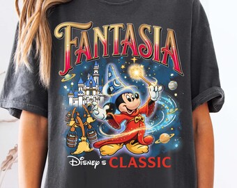 Retro Classic Fantasmic Sorcerer Mickey Comfort Colors Shirt, Disney Fantasia Wizard Tee, Fantasia Mickey Tee, Disneyland Family Trip 2026
