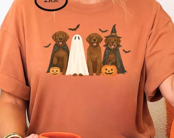 Brown Labrador Halloween Shirt, Ghost Dogs Shirt, Halloween Dog, Chocolate Lab Tshirt, Fall Sweater, Spooky Season, Dog Lover Gift