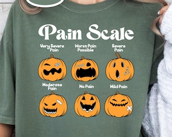 Comfort Colors Halloween Nurse Shirt, Pain Scale Fall Pumpkin Nurse T-Shirt, RN Shirt, Pediatric Nurse, Nicu Nurse, Registered Nurse Shirt