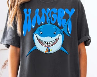Retro Bruce Shark Hangry Comfort Colors Shirt, Disney Finding Nemo Washed Tee, Magic Kingdom Park, Walt Disney World, Disneyland Trip Gift