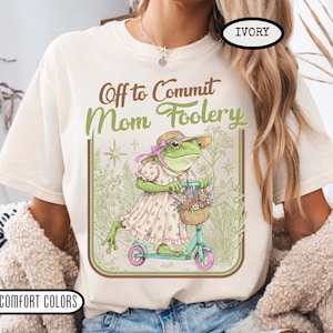 Comfort Colors® Mama Frog Off to Commit Mom Foolery Mothers day T-shirt, Mother's Day Gift, Custom Name Shirt, Children Name Mom Hoodie