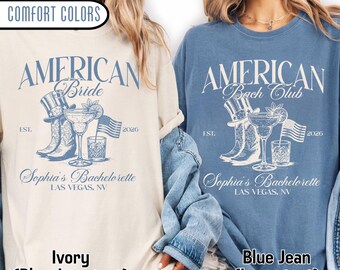 American Bachelorette Party Shirts Fourth of July Bachelorette Shirt Custom Patriotic Bride 4th of July Bach Club Personalized Luxury Merch