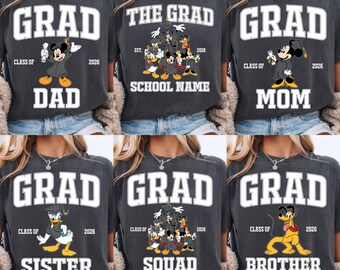 Personalized Disney Graduation Family Shirts, Mickey & Friends Disney Graduation 2026, Disney Graduation 2026 Shirts, Disney Grad Squad Tee