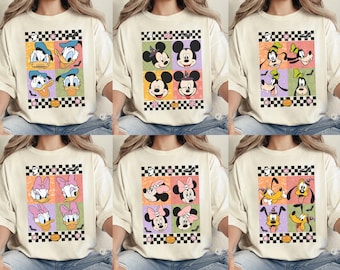Retro Mickey and Friends Checkered Shirt, Disneyworld Family Vacation Shirts, Disneyland Family Trip Shirt, Magic Kingdom Shirt, Disney Tee