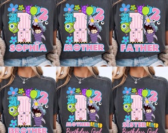 Custom Disney Monsters Inc Movie Birthday T-Shirt, Birthday Girl Shirt, Family Matching Tee