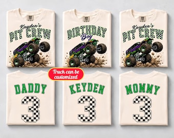 Monster Truck Birthday Shirt, Comfort Colors Pit Crew Shirt, Family Matching Shirts, Birthday Boy Monster Truck Shirt, 1st 2nd 3rd Birthday