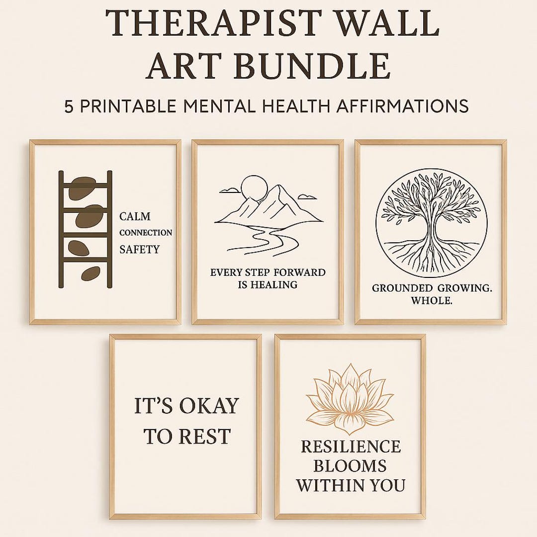 Therapist Wall Art Bundle | Counseling Office Decor, Mental Health ...