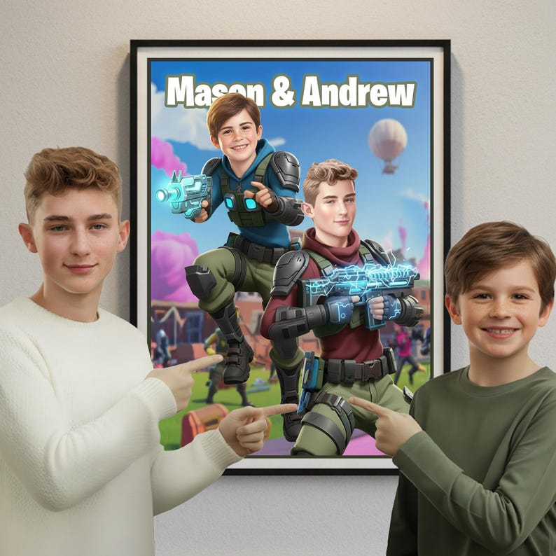 Custom Fort Game Portrait for Two, Battle Royale Duo Art, Turn Photos ...