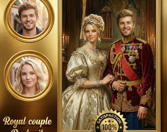 Custom Royal Couple Portrait, King and Queen Art from Photo, Anniversary Gift for Him, Wedding Gift for Couple, Renaissance Digital Print