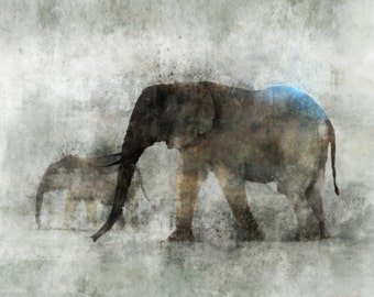 Elephant March 02: Giclee Fine Art Print