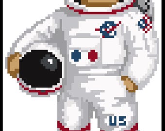 Tela ricamata a punto croce con orsetto Ralph Lauren, ispirato agli astronauti della NASA e all'allunaggio: un progetto fai-da-te per principianti.