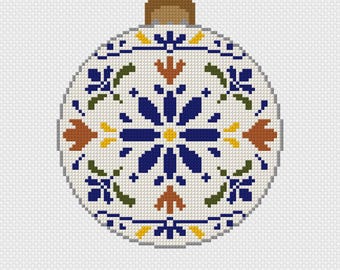 Mexikanischer Weihnachtsschmuck / Feliz Navidad – Stickvorlage im Stil der Talavera-Keramik: DIY-Projekt für Anfänger
