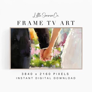 Frame TV Art: Noivos de mãos dadas, momento íntimo de casamento no jardim | TV542