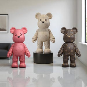 Luxus KAWS Bären Statue | Großer Resin Bodendekor | Modern Home Ornament für Wohnzimmer