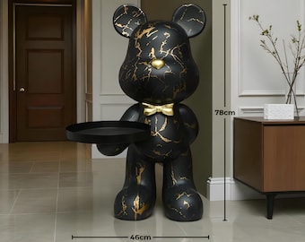 クマの置物 / モダンな装飾クマ、トレイブロンズ付き / ベアブリック