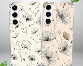 Botanical Flower Phone Case for Samsung S26, S25 FE, S24, S23, S22, S20, fits Samsung A16, A56, A15, A54, A55, A36, A35, A14, A17