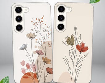 Minimalist Floral Phone Case for Samsung S25 FE, S24, S23, S22, S20, fits Samsung A16, A56, A15, A54, A55, A36, A35, A14, A17