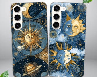Étui de téléphone Boho Céleste pour Samsung S26, S25 FE, S24, S23 Ultra, S22, S20, compatible avec Samsung A16, A17, A56, A15, A54, A55, A36, A35, A14, A17