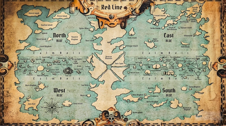Anime World Map Poster: Treasure Map Manga Fan Art (digital Download ...