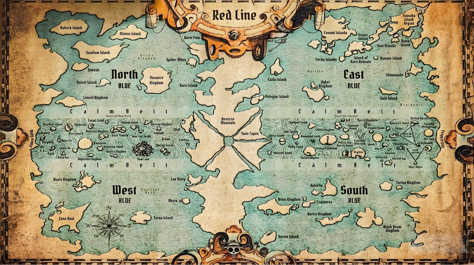 Anime World Map Poster: Treasure Map Manga Fan Art (digital Download ...