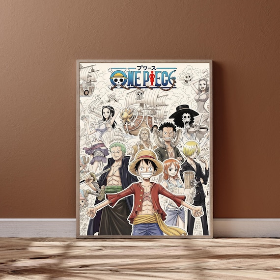 One Piecec Anime Poster: Luffy, Zoro, Sanji Poster - Japanese Wall