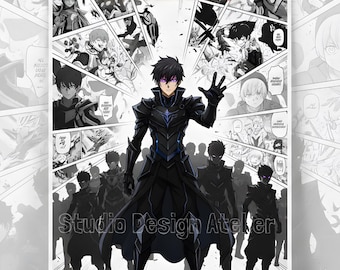 Solio Levelingg Anime Poster Wall Art | Sung Jin Woo Poster | Digital Download