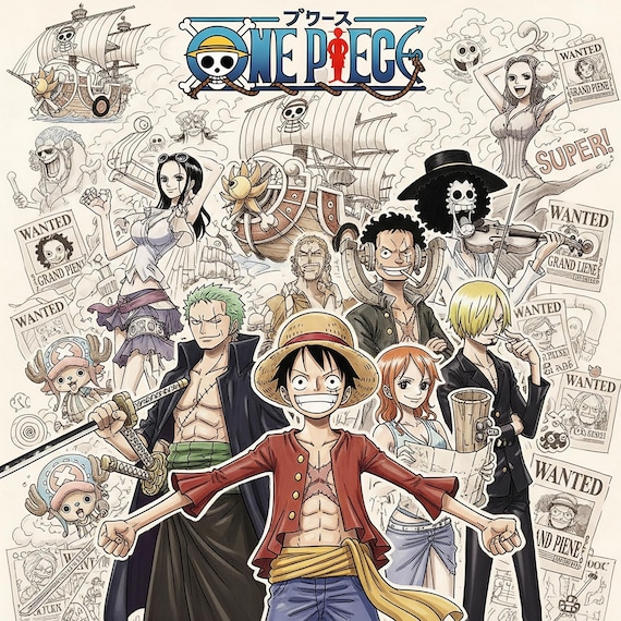 One Piecec Anime Poster: Luffy, Zoro, Sanji Poster - Japanese Wall