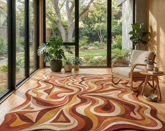Hand Tufted Wool Rug – Modern Abstract Area Rug for Stylish Living Spaces