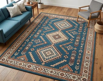Hand Tufted Wool Rug with Carved Texture Soft Plush Geometric Artisan Area Carpet