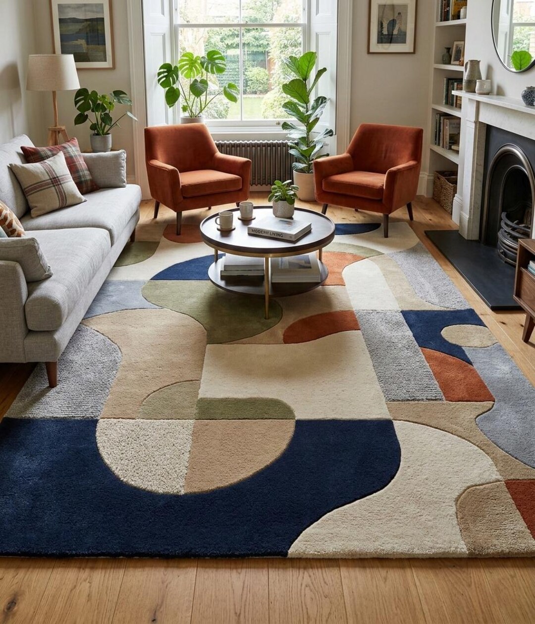 Hand Tufted Wool Area Rug - Modern Abstract Living Room Rug Plush ...