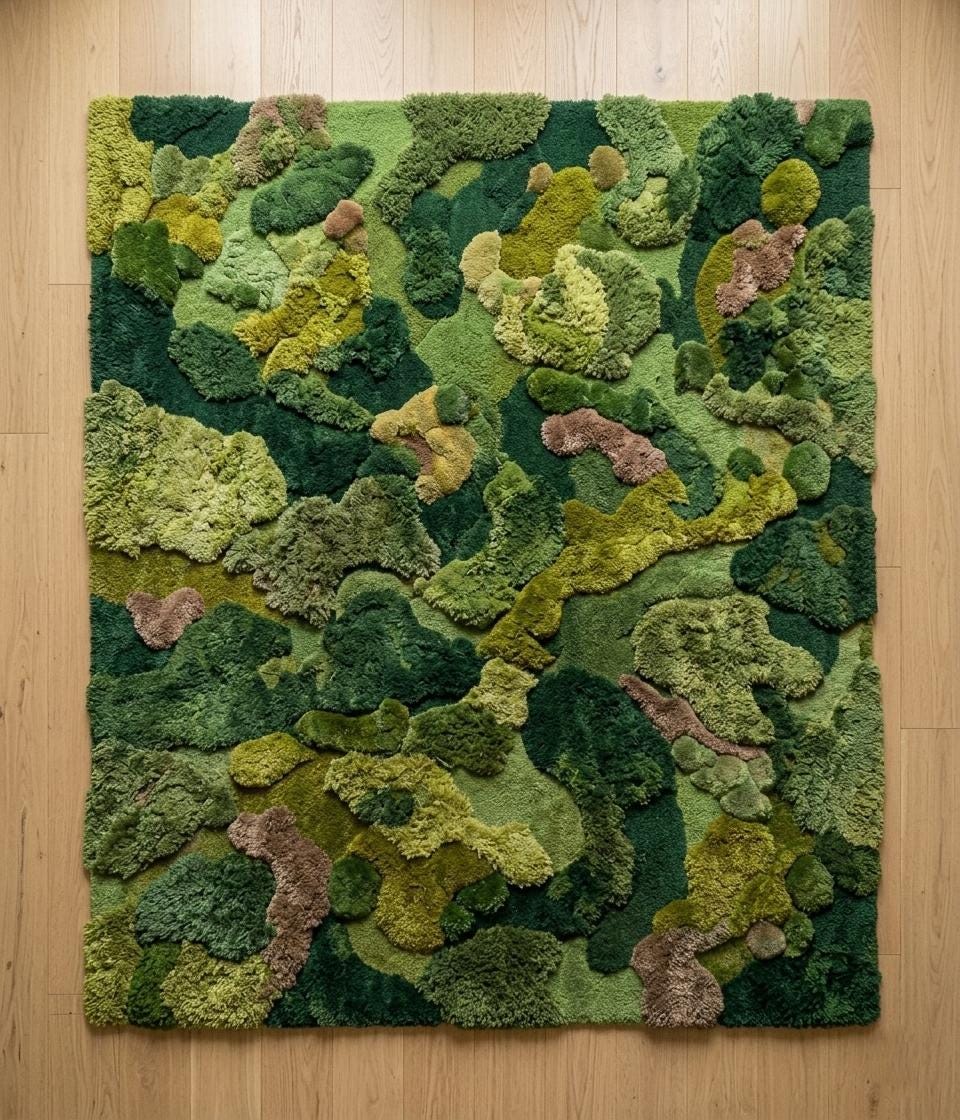 Hand Tufted Moss Green Abstract Wool Rug - Organic Modern Nature ...