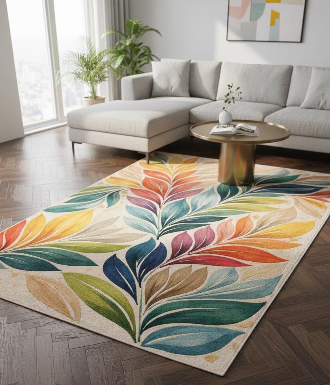 Tuft Rug Background Hand Tufted Vibrant Botanical Wool Rug | Modern Living Room Carpet - Etsy