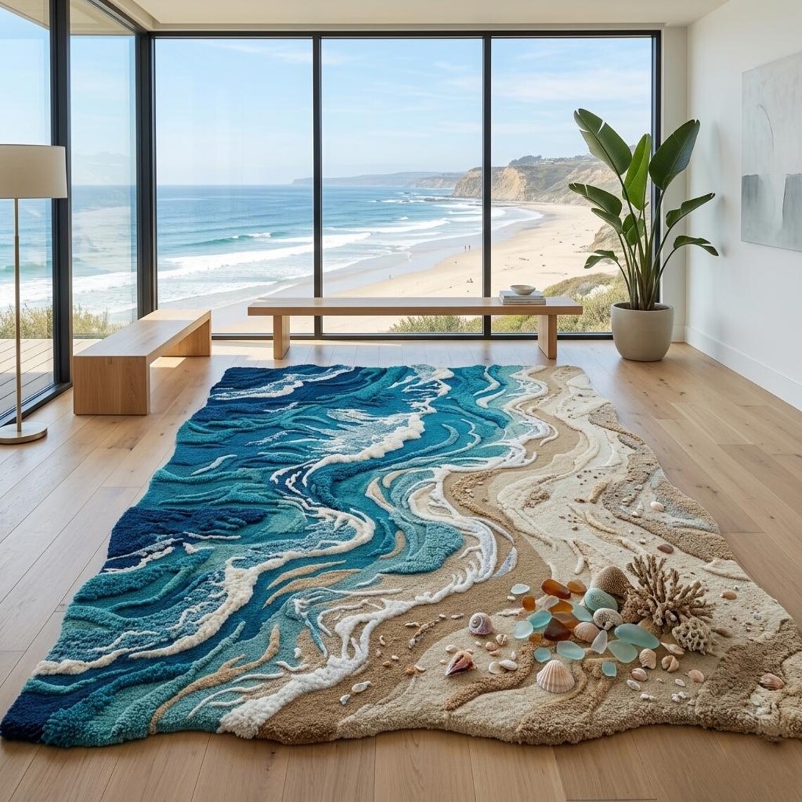 Hand Tufted Ocean Wave Wool Rug – Modern Coastal Area Rug - Etsy