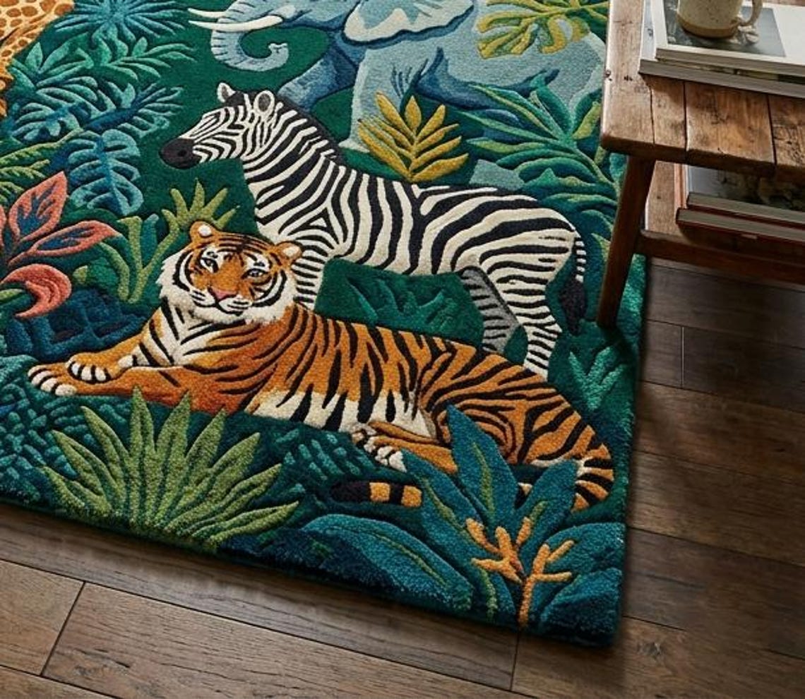 Cool Rug Lizard Hand Tufted Jungle Animal Wool Rug - Safari Nursery Decor Colorful ...
