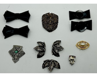 Vtg Lot of 11 SHOE CLIP Collection MUSI Art Deco Rhinestone Filigree and More