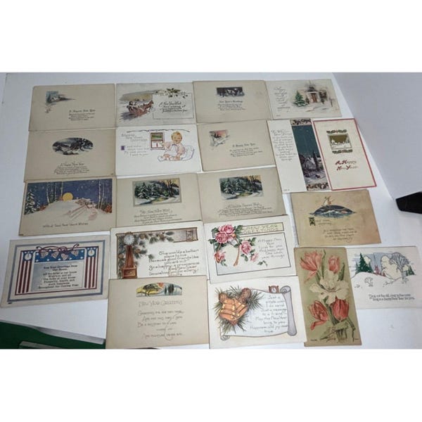 Lot of  20 Antique~NEW YEAR'S ~Vintage Holiday ~Postcards~1900's~ Most UNUSED