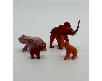 Vintage Lot of 4 Glass and Ceramic Miniature Elephants Figurines & a Charm