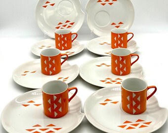 Vtg Atomic MCM Jonas Robers Retro Coffee Mug Snack Plates Lot of 14 pcs