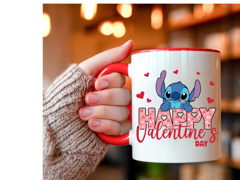 Stitch-Tasse zum Valentinstag | Kaffeetasse mit Akzenten, 325 ml / 440 ml Bild 1