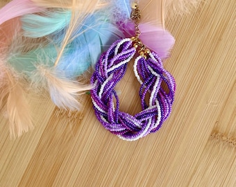 Ocean Wave Beaded Bracelet – Adjustable Boho Cuff