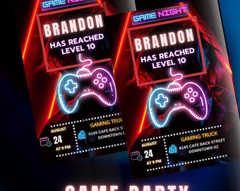 Editable Video Game Party Invitation: Gamer Birthday, Family Night (Digital Download)