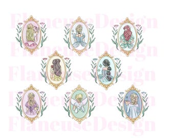 Coquette Princess PNG Bundle: Floral Cartoon Graphics (Digital Download)