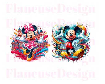 Minnie Mouse Watercolor Splash PNG: Sublimation Design (Digital Download)