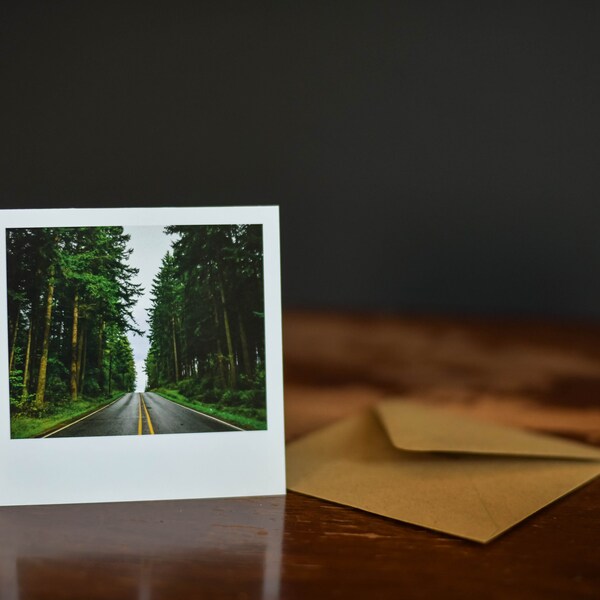 On the Road--Single square photography greeting card (Blank on the inside)